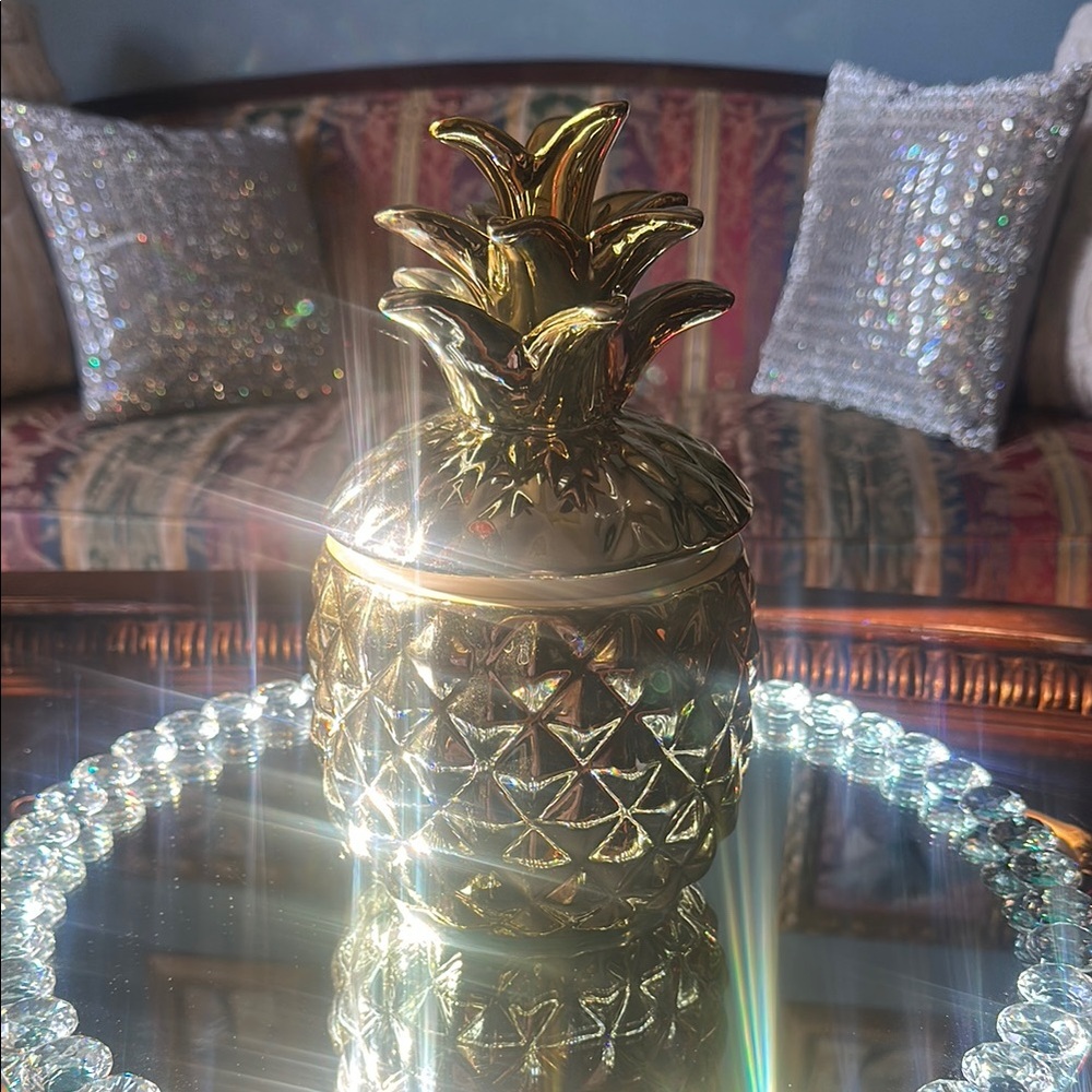 Gold Ceramic Pineapple Cookie Jar